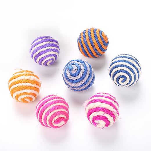 宠物剑麻球直径4.3cm 内置响石 摇晃发声 结实耐咬 颜色随机发 逗猫玩具 商品图4