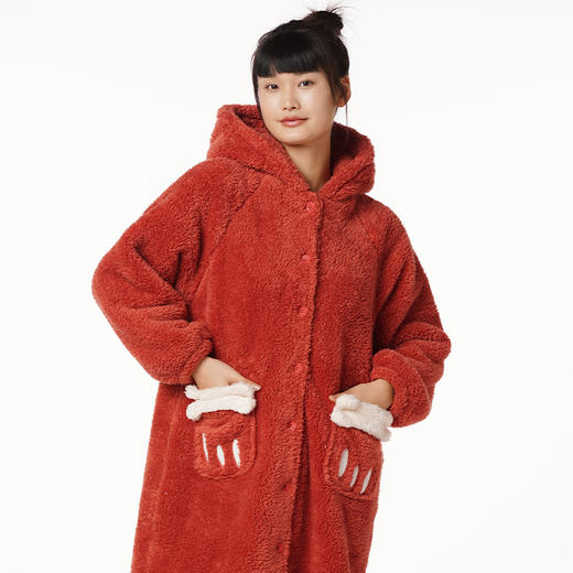 都市丽人生活家居女士法兰绒单件袍长毛绒厚家居服单件袍睡衣LH27A1 商品图1