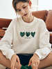 OLrain法式白色套头卫衣女早秋2022新款宽松立体爱心刺绣圆领上衣 商品缩略图1