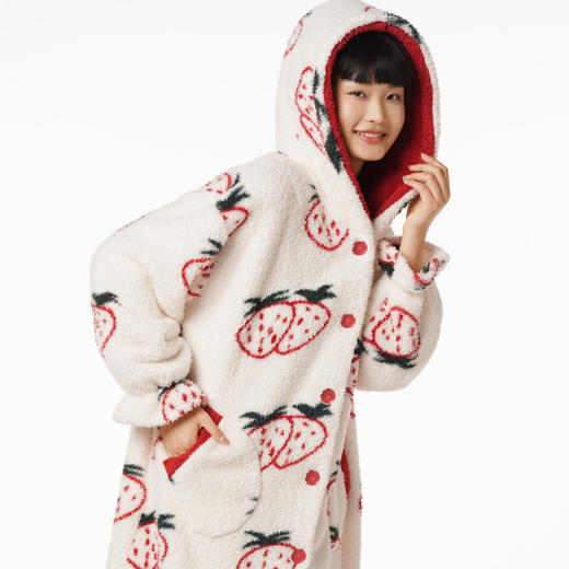 都市丽人生活家居女士法兰绒单件袍长毛绒厚家居服单件袍睡衣LH27A5 商品图2