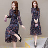 YWE OMS209-1气质优雅长袖印花中长款连衣裙 商品缩略图3