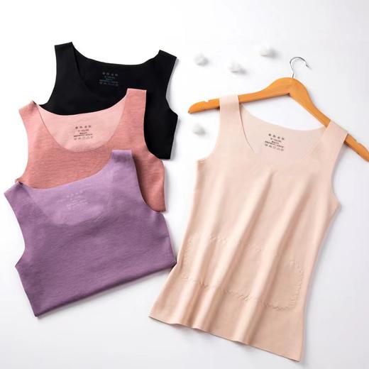 女士羽绒蚕丝羊绒聚热亲肤加贴片加厚带罩杯秋衣打底无痕保暖背心8825/8871/8826 商品图6
