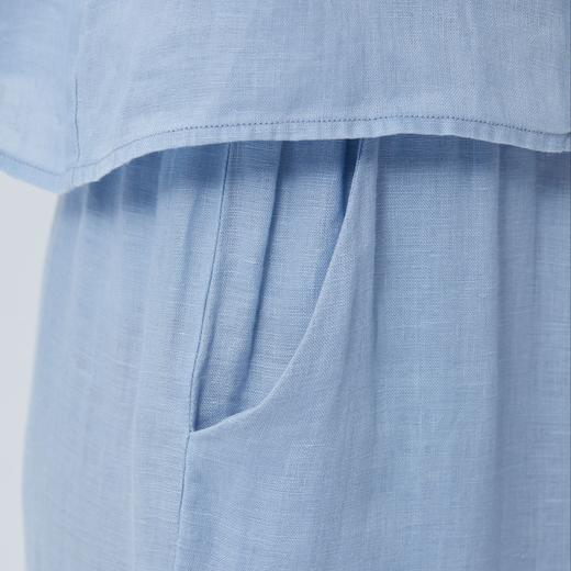 可外穿家居服 BLEO 亲肤轻盈亚麻尖领短袖长裤套装 商品图2