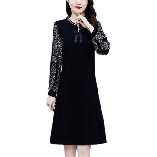 NYL37661新款时尚洋气圆领灯笼袖拼接假两件连衣裙 商品图3