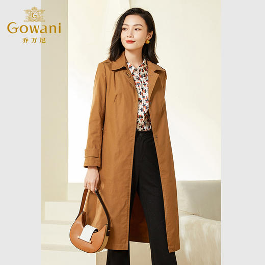 乔万尼新款春装风衣外套女法式收腰气质简约中长款EF3A847 商品图1