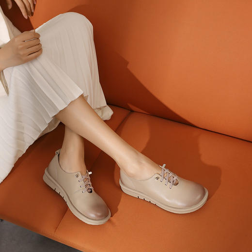 西村名物22秋季新款软底软面舒适女鞋休闲一脚蹬中跟单鞋11031 商品图2