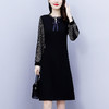 NYL37661新款时尚洋气圆领灯笼袖拼接假两件连衣裙 商品缩略图0