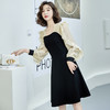 黑色拼接连衣裙2022秋季新款法式名媛气质别致收腰显瘦中长裙HR-WHA0169 商品缩略图5