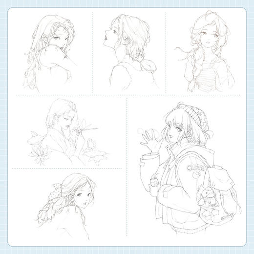 佳人 少女线稿插画绘制技法 唯美线稿插画实例教程线描画册插画师之路黑白插画线稿临摹画册美少女插画集漫画动漫绘画人物素描书 商品图2
