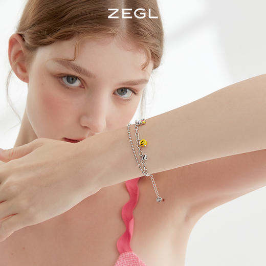 ZEGL设计师彩虹笑脸串珠手链女夏彩色双层高级感人造珍珠小熊多巴胺穿搭手饰 商品图4