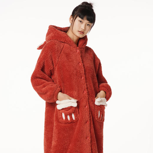 都市丽人生活家居女士法兰绒单件袍长毛绒厚家居服单件袍睡衣LH27A1 商品图2