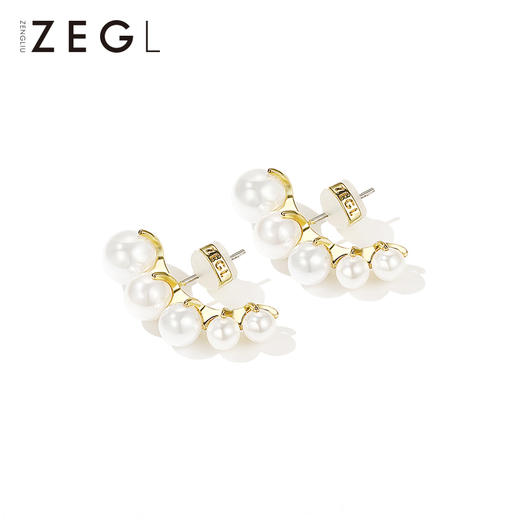 ZENGLIU高级感优雅仿珍珠耳环女连排耳钉气质法式百搭网红耳饰品 商品图1