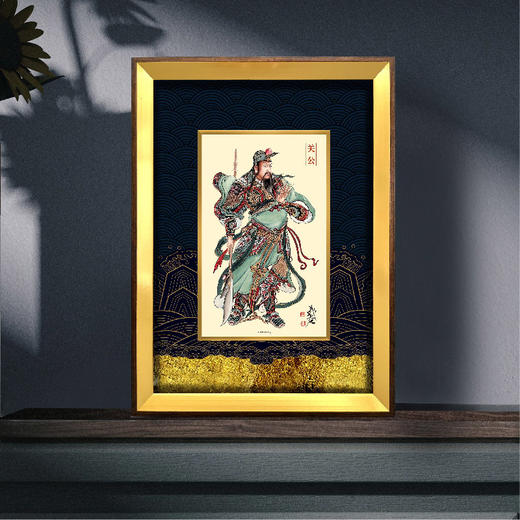 《财神~ 关公》彩色足银高浮雕版画 商品图0
