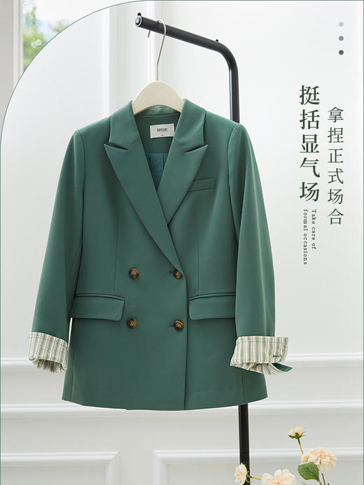 【熙世界】高端绿色西装外套女设计感职场会议炸街小西服春秋新款 商品图3