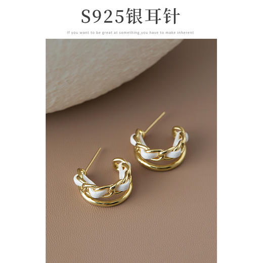 Oflye潮流饰品 复古耳环女耳圈设计感冷淡风耳钉新款气质港风韩国高质感耳饰★ 商品图1