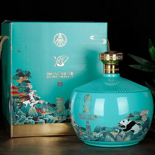 宜宾五粮液生态酿酒公司 国鼎金荷熊猫52度1.5L一坛 礼盒装 植物类露酒 绿豆酒 商品图1