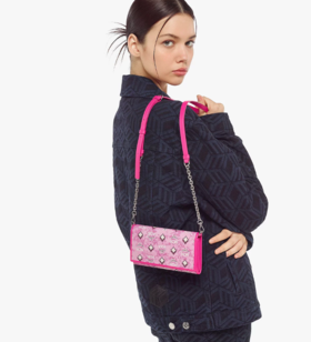 MCM 斜挎包  MXECATA01PK001-F 粉色.织物/牛皮革