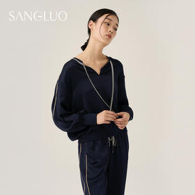 SANGLUO睡衣套装休闲轻运动风100%桑蚕丝套头宽松家居服