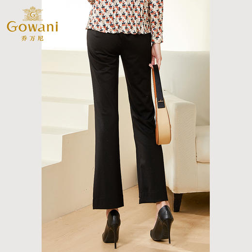 乔万尼春装新款裤子女黑色百搭显瘦微喇弹力休闲裤EF3F898 商品图3