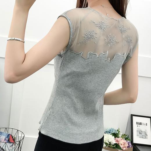 黛唯梵【简约又性感，自信大方】新款热卖女装性感甜美网纱绣花纯棉爆款背心女夏修身显瘦打底衫 商品图2