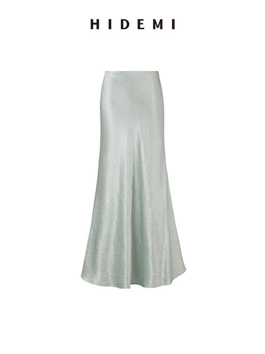HIDEMI冷杉绿褶皱醋酸设计感镶边套装 上⾐/半身裙 商品图14