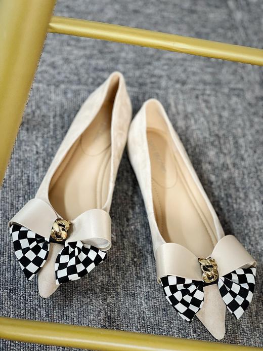 IUIU SECOND2022秋新款蝴蝶结时尚棋牌格浅口单鞋女时装平底18441 商品图2