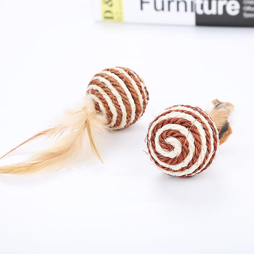 宠物剑麻羽毛球直径4.5cm 逗猫玩具 耐玩耐抓 天然剑麻 环保安全 商品图2