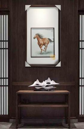 新彩骏马图瓷板