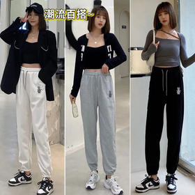 【福利款 | 高性价比】若菲拉 2022秋季新款 女士小熊华夫格休闲裤 潮流宽松束脚运动卫裤 3色可选