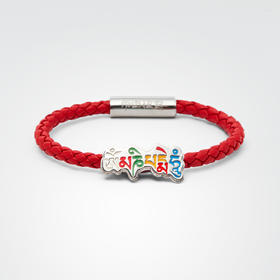 布达拉宫银填彩六字真言手绳