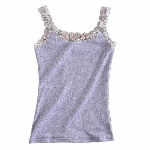 纯棉加绒吊带背心女冬季加厚保暖紧身内穿无袖性感蕾丝修身打底衫 商品图4