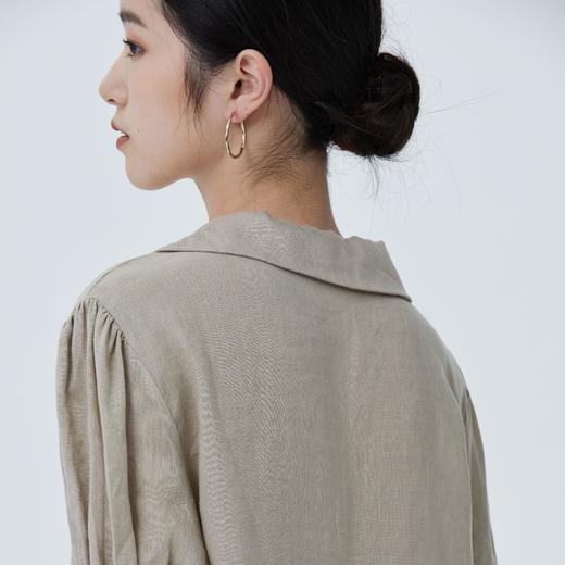 可外穿家居服 BLEO 亲肤轻盈亚麻尖领短袖长裤套装 商品图7