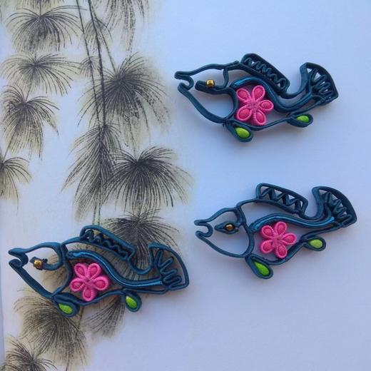 桃花鳜鱼盘扣吊坠项链一件○芳意旗袍 商品图6