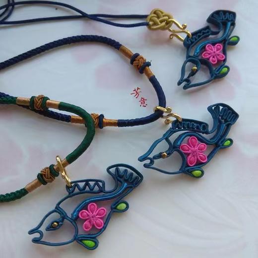 桃花鳜鱼盘扣吊坠项链一件○芳意旗袍 商品图1