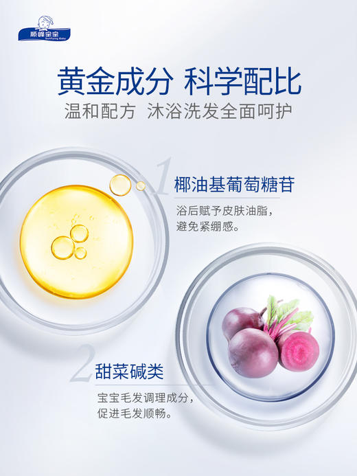 顺峰宝宝儿童洗发沐浴露新生婴幼儿弱酸低泡温和清洁舒缓干燥 商品图3