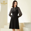乔万尼春装新款显瘦减龄连衣裙法式收腰小黑裙长袖EF3E857 商品缩略图2