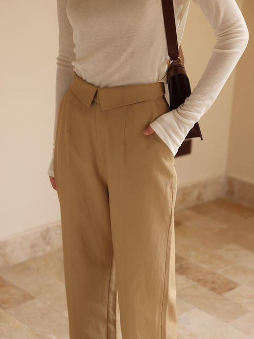 HeyDress休闲裤女秋季翻边高腰设计感九分裤宽松直筒显瘦阔腿裤子 商品图4