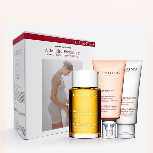 法国 Clarins娇韵诗 抚纹三件套 套盒（抚纹油100ml+抚纹霜175ml+身体磨砂膏200ml） 商品图0