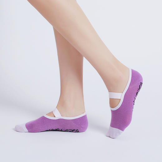 新款一字宽系带透气瑜伽袜普拉提圆头防滑跳操跑步运动地板袜工厂 商品图3