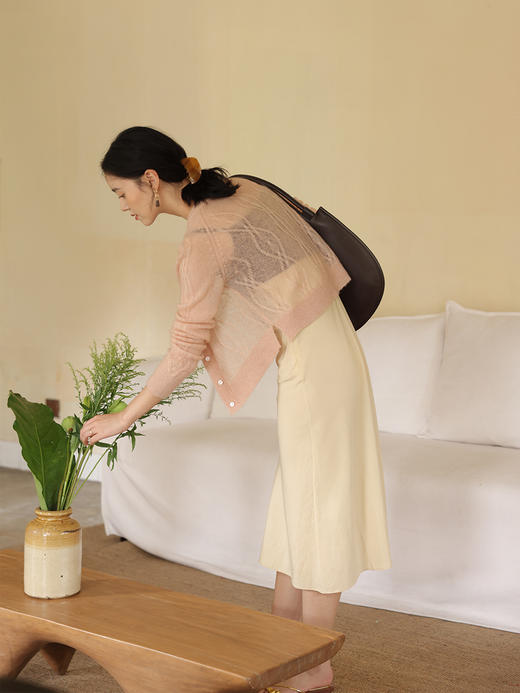 HeyDress法式针织开衫女秋季圆领绞花软糯马海毛简约温柔上衣外套 商品图2