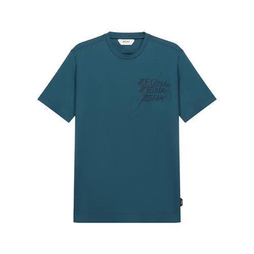 Z ZEGNA/杰尼亚 男士短袖T恤 男士Z ZEGNA标识印花棉质圆领短袖T恤 VY372 ZZ630I 商品图5