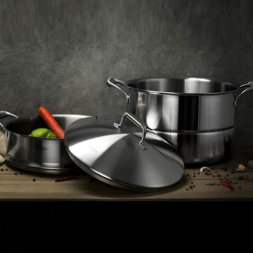 德国戴德18/10不锈钢家用蒸锅单层一体式燃气电磁炉通用28CM 商品图1