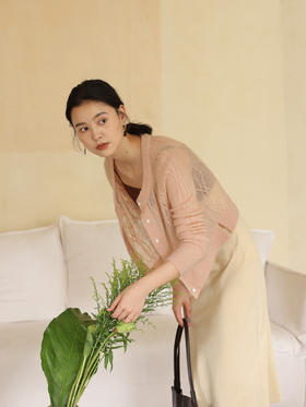 HeyDress法式针织开衫女秋季圆领绞花软糯马海毛简约温柔上衣外套