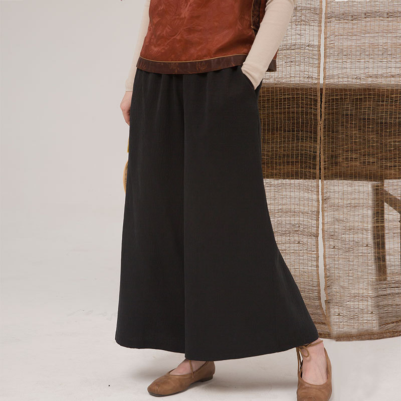 春夏女装新款桑蚕丝龟纹香云纱直筒宽松休闲裤R210175