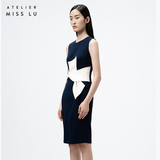 Atelier Miss Lu / Kayla -藏青蝴蝶结系带连身裙/0000315A 商品图1