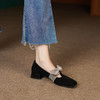 2022秋季粗跟方头浅口复古单鞋大码低跟鞋RB-C8570 商品缩略图2