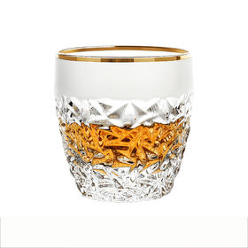 捷克进口BOHEMIA磨砂金边手工描金威士忌酒杯