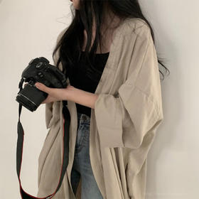 【给予潮流装备，打造时尚脉搏】夏季韩版宽松长袖开衫外套女衬衫东南亚女装纯色薄款风衣防晒衣女