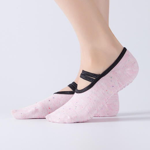 新款芭蕾圆头瑜伽袜子船袜款防滑瑜伽袜露背绑带袜 商品图0