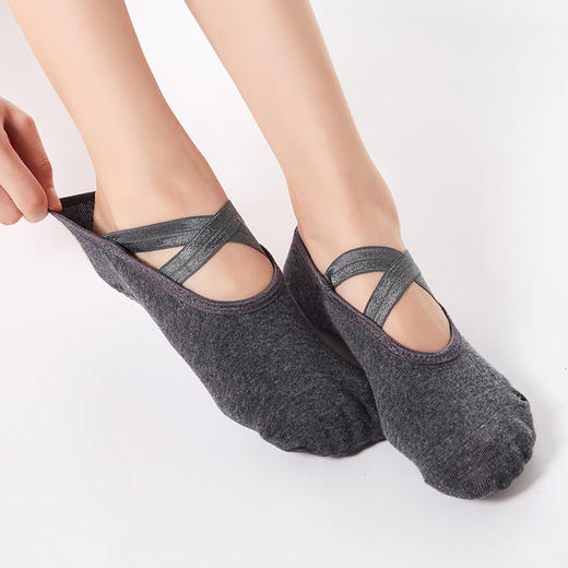 瑜伽袜子交叉系带包指防滑点胶芭蕾款船袜批发定做 商品图4